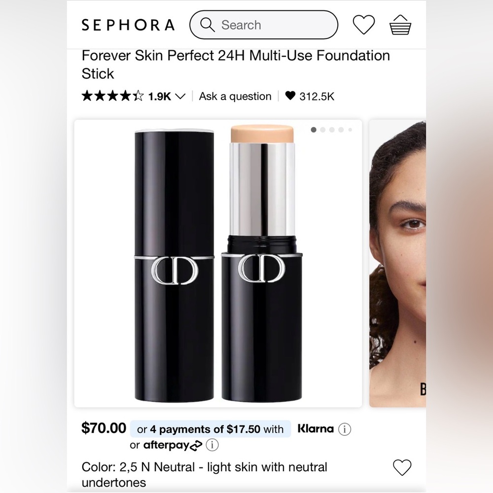 Dior Forever Skin Perfect 24H Multi Use Foundation Stick - 2.5N Neutral